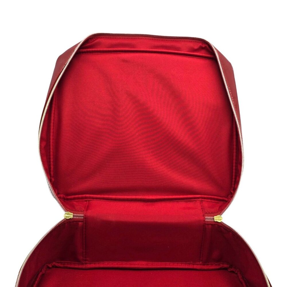 Estee Lauder Sleek Red Patent Leather Cosmetic Travel Bag W/ Gold Zipper Accents - Picture 11 of 12